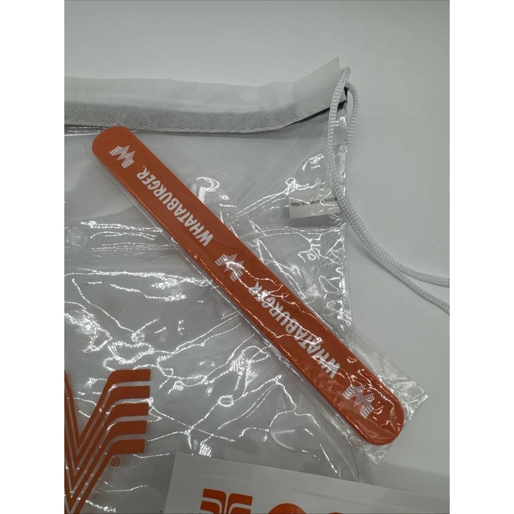 Whataburger clear string backpack with‎ lots of goodies Keychain Sunglasses
